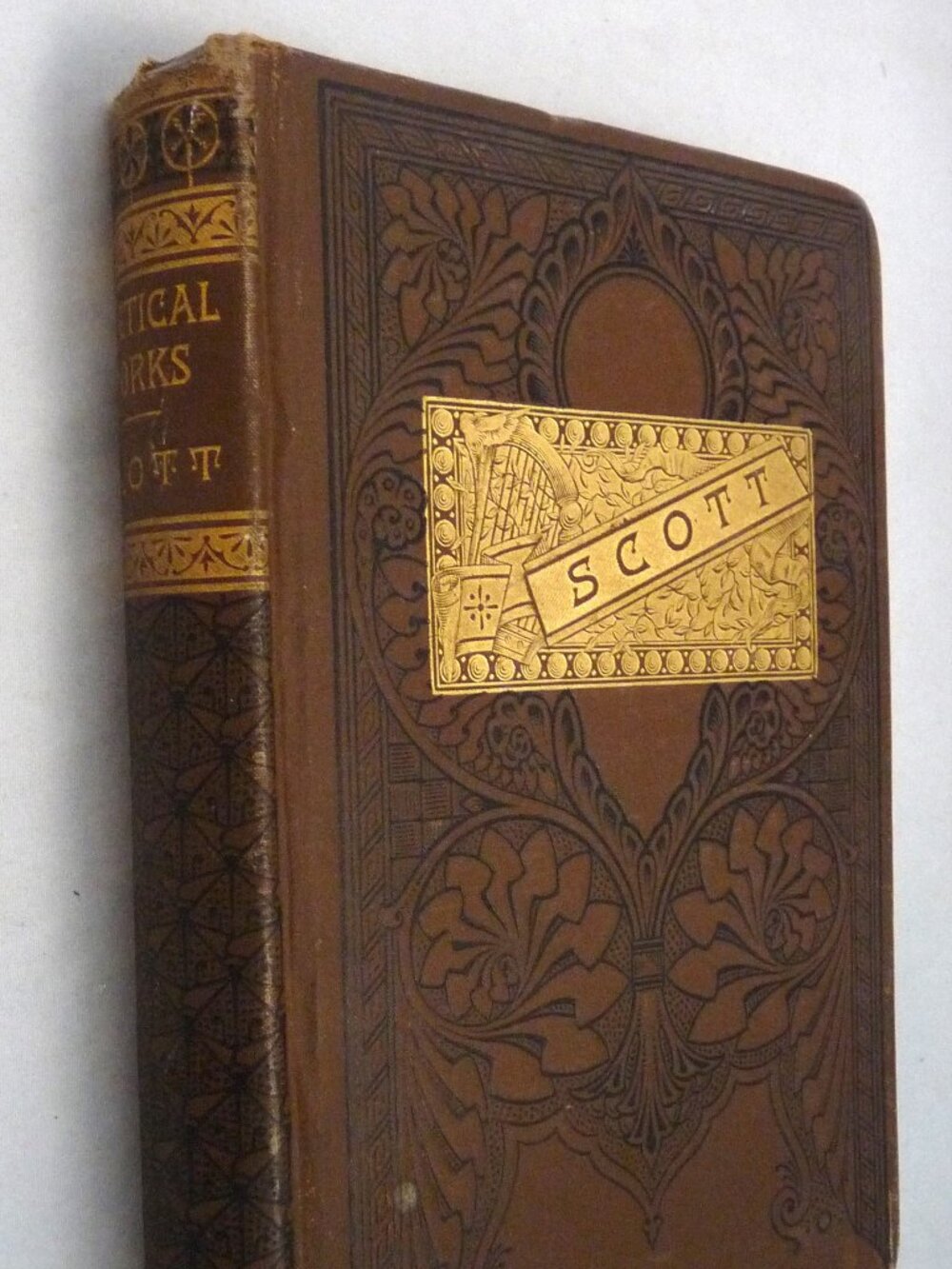 Sir Walter Scott poetical works book poetry 1883 Victorian fancy binding Alden